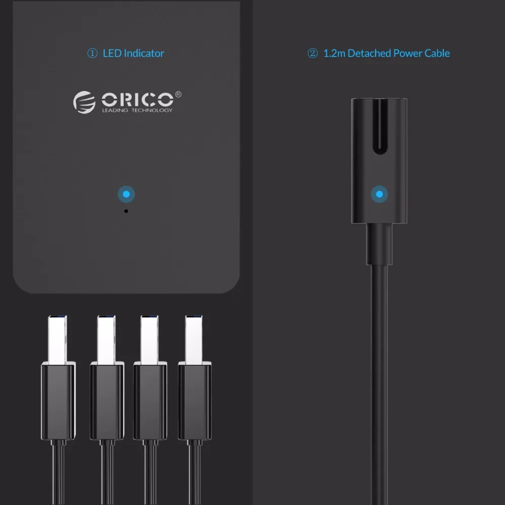 ORICO QSE-4U 4 Порты и разъёмы для рабочего стола, Зарядное устройство 1 сертифицировано Qualcomm Quick Charge 2,0 Порты и разъёмы быстрая, USB настенный Зарядное устройство-черный