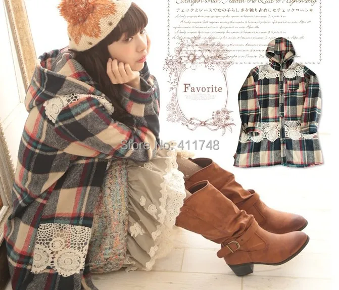 Mori Girl Hoodie Jacket Lace Woolen Coat Trench Loose Winter Brandy Women Thicken Chandal Mujer Clothing | Женская одежда