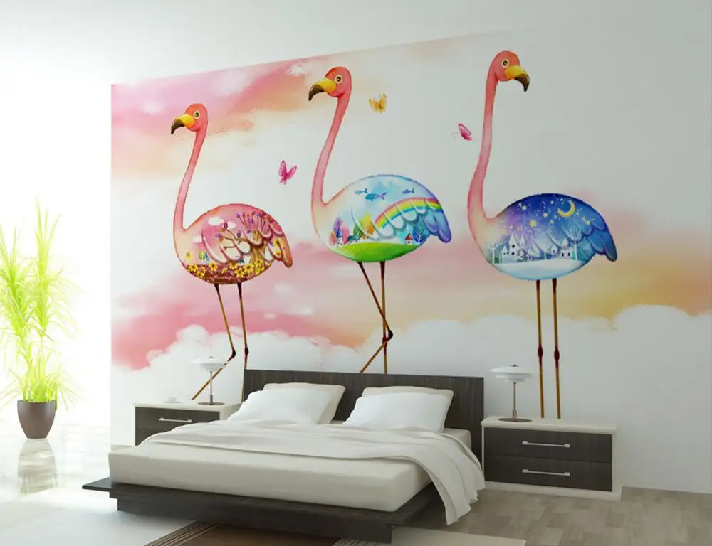 Детские Мультяшные фрески на заказ трехмерные Страусиные обои для гостиной