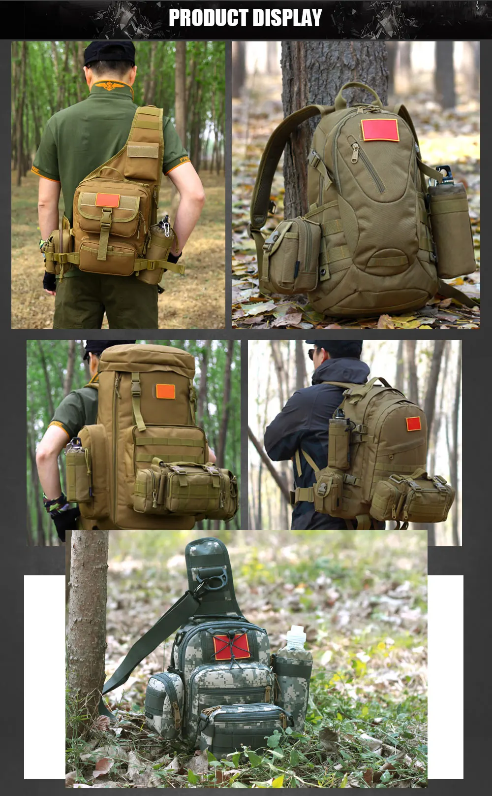 ACU/CP/Black Nylon 40L Tactical Backpack Rucksacks Military Army Bag Men Women Outdoor Waterproof Travel Hiking Camping Bag S413