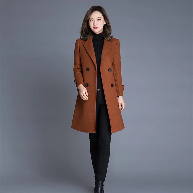 Женское длинное двубортное пальто Осеннее/зимнее 2019 | Женская одежда
