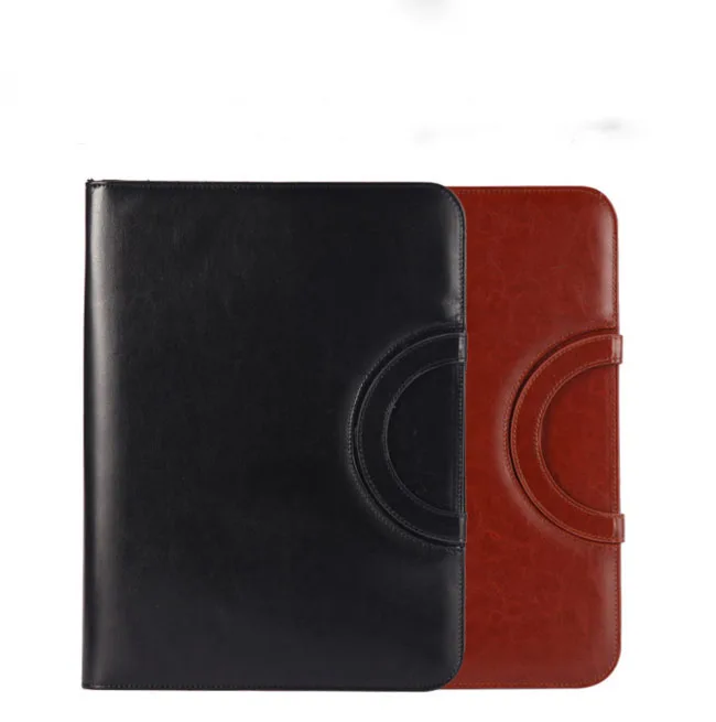 

Multi-functional Leather A4 Document Bags School Office Manager Sales File Folder Portable Zipper Storage Bag with Calculator