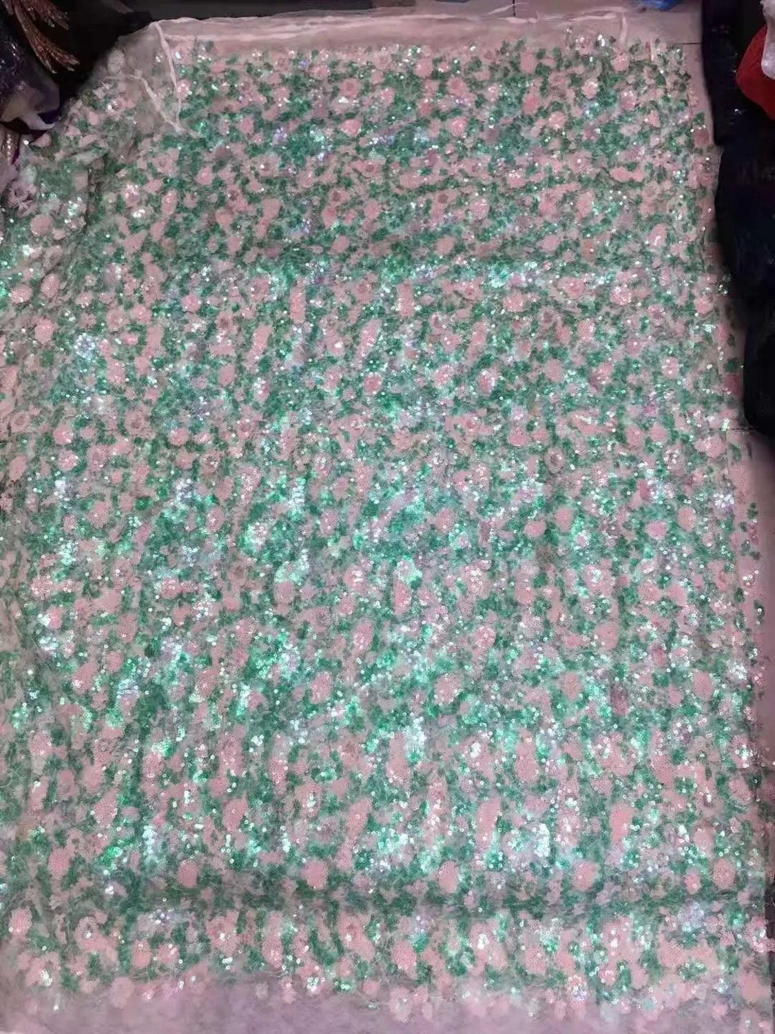 Блестящая Светоотражающая базовая ткань с блестками 6 мм волнистый узор