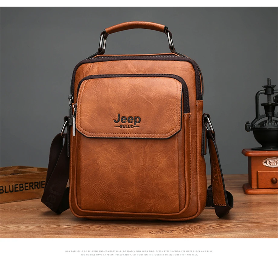 JEEP BULUO, большая брендовая мужская сумка через плечо, деловая Повседневная кожаная мужская сумка-мессенджер с ручкой для iPad, Высококачественная сумка, новинка