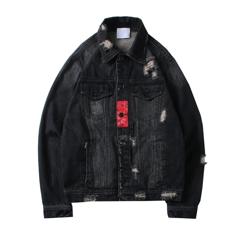 Полосатые джинсовые куртки мужские в стиле милитари повседневные Jaquetas Ho черные