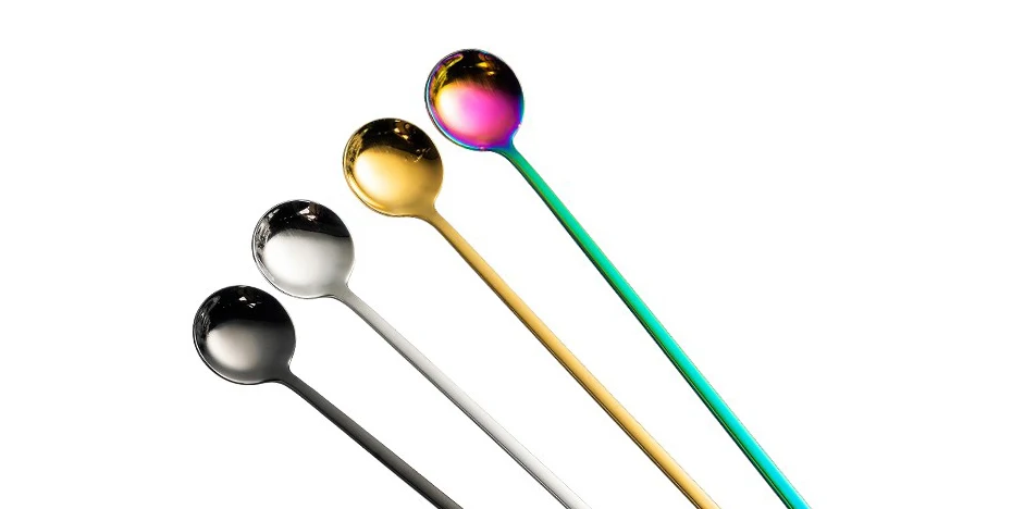KONCO Ice Tea Spoon Coffee Scoop Mixing Ice Cream Spoon Stainless Steel Cocktail Stirring Bar Accessoriess
