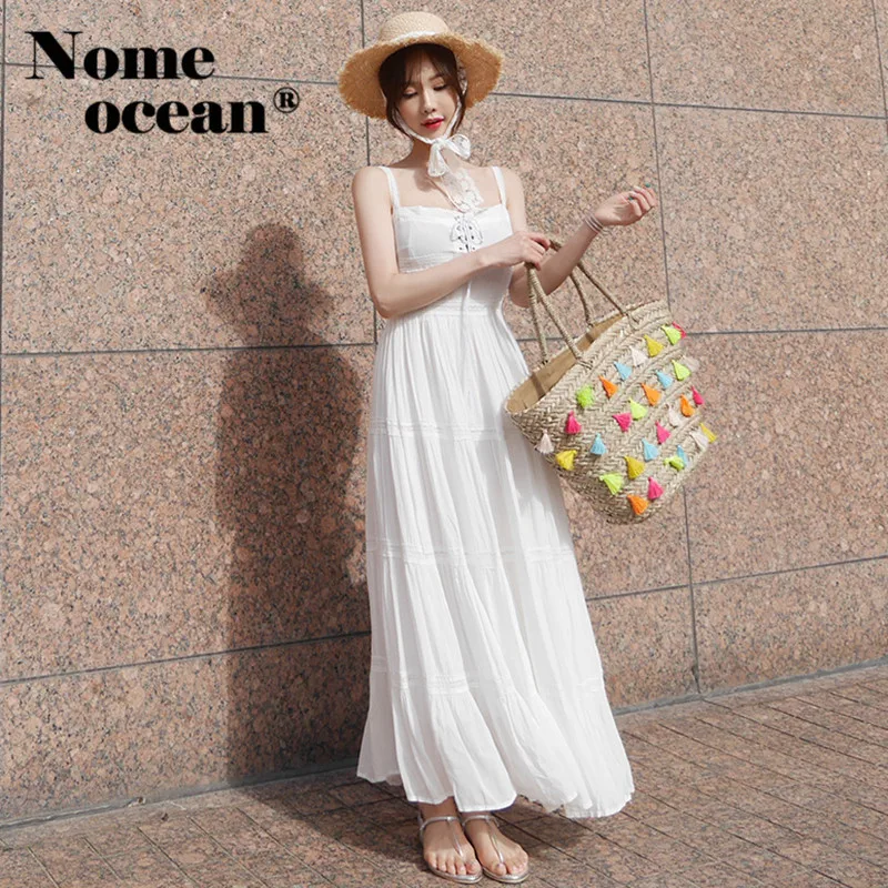 Богемный летний пляжный платье на бретельках со шнуровкой красивые женские