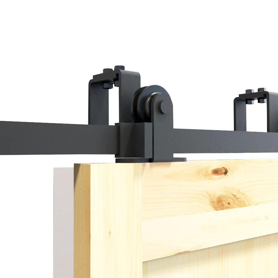 DIYHD 6FT/6.6FT/8FT Комплект верхнего монтажа для скользящей деревянной двери с двойным отводом для низкого потолка.