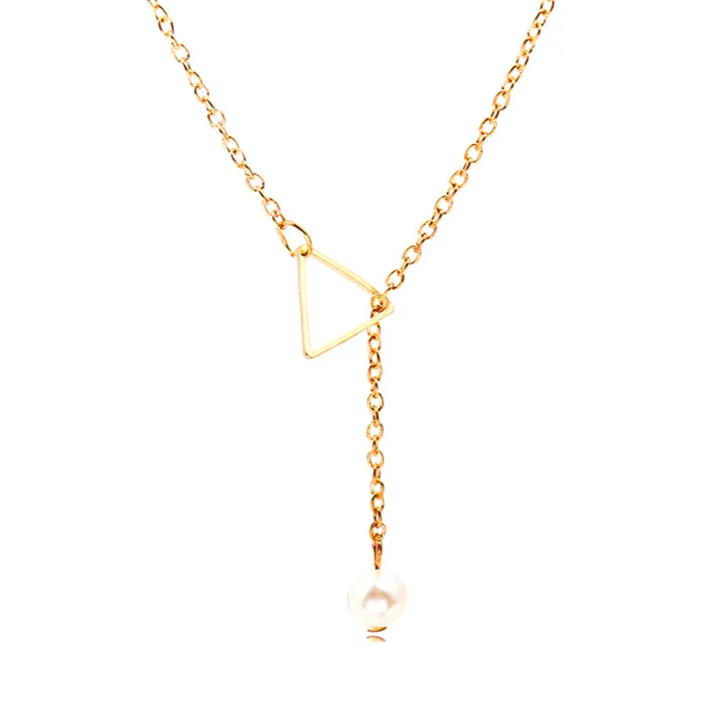 

jingyang Triangle Can Adjust Pearl Pendeloque Cut Women's Best Friend Necklace Friendship Chain Womens Clothing Accessories