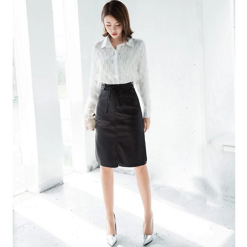 Для женщин Искусственная кожа юбка 2017 миди женские осенние красные черные Цвет