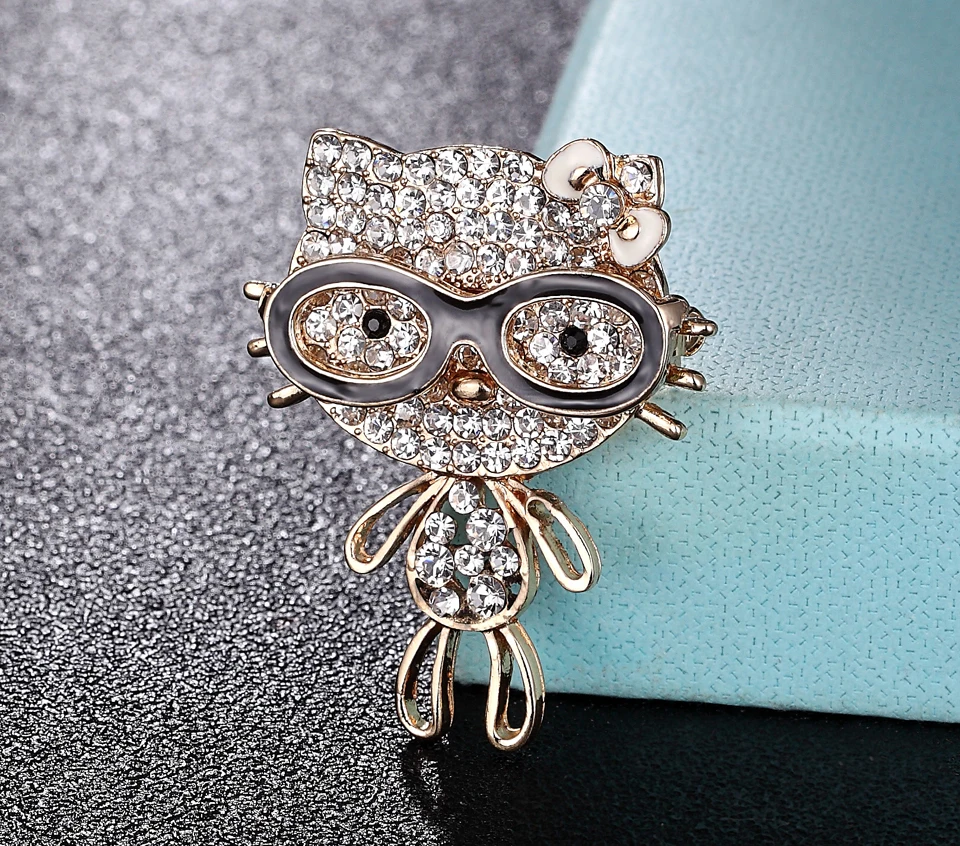 Zlxgirl милый красный цветные очки cat фигурная брошь Jewelry вечерние подарки Для женщин шарф для девочки костюм значок для свитера красивые шляпы аксессуар