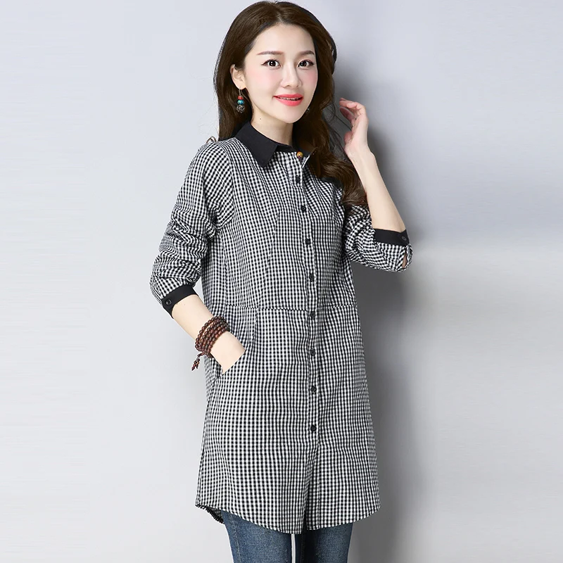 Новинка весна-осень 2021 рубашки в клетку с длинным рукавом Женская хлопковая