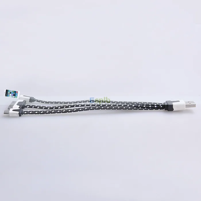 3 в 1 Ткань Нейлон Плетеный Кабель Micro USB + 30 Pin 8 зарядное устройство Линии для iPhone 4 4S
