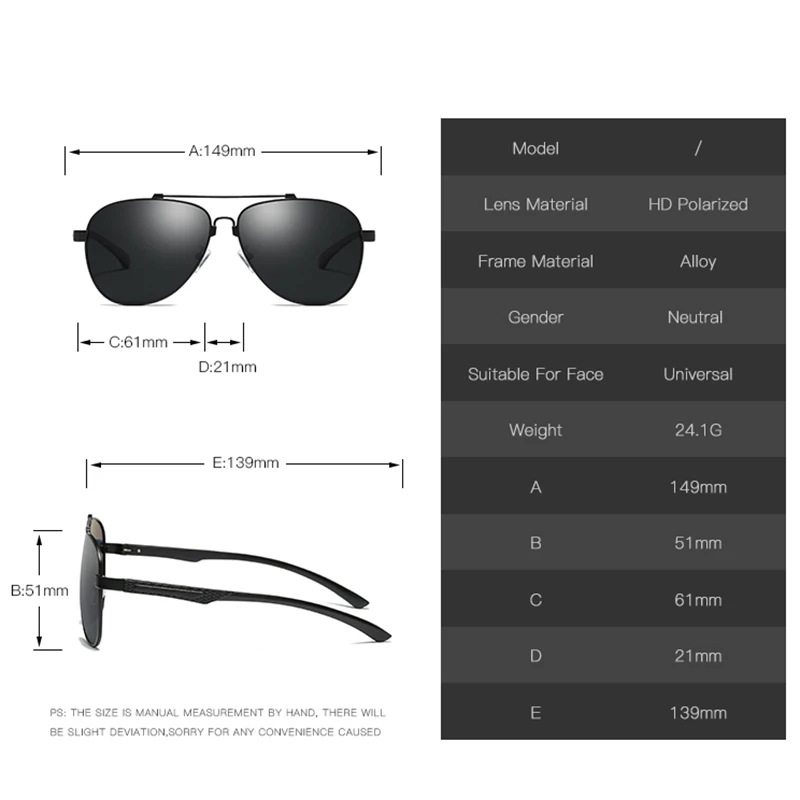 Мужские поляризационные солнцезащитные очки RBEWTP с металлической памятью для
