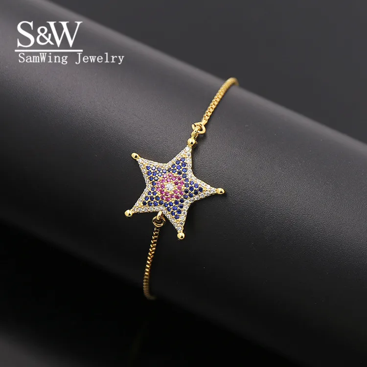 1 шт/2017 Последняя Мода красоыная форма звезды Регулируемый Роскошные браслеты из