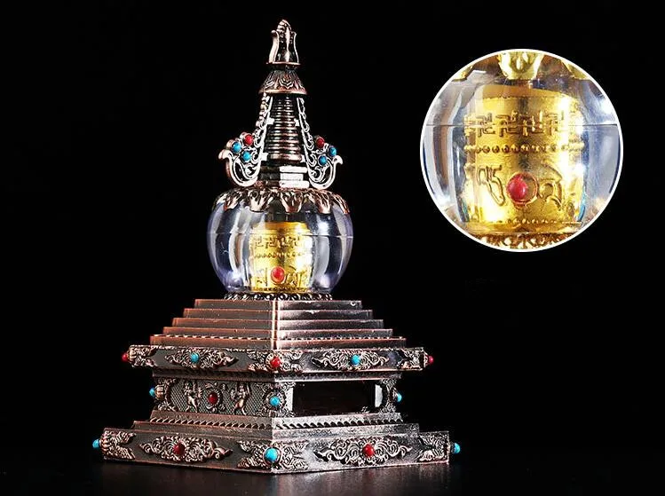Древний фантастический тибетский буддийский Stupa поставки медь Bodhi пагода 14 см золото тонкой работы/башня Будды может украшения