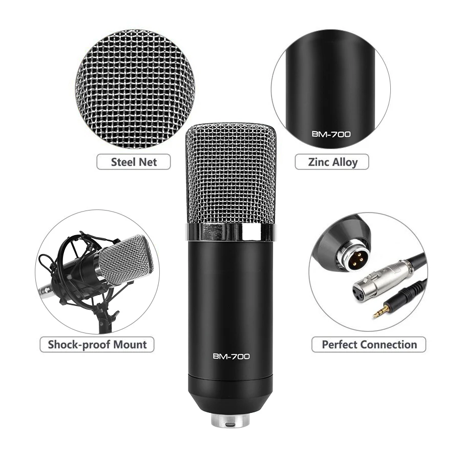 Ituf BM 700 Professional Condenser Microphone High Quality 3.5mm Wired Sound Recording microphone for computer Phantom power | Электроника