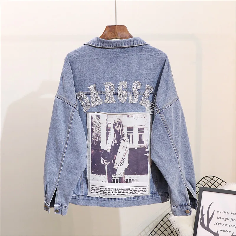 

Casaco Feminino Real 2019 Hot Sale Full Jaquetas Feminino Jacket Casaco Jeans Women Heavy Work Drilling Beauty Hole Loose Femal