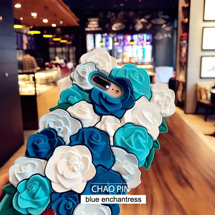 VANFOO 3D Rose Silicone Case For iPhone X 7 8 Plus 6 6S Stereo Flos Rosae Rugosae Flower &amp Lanyard Ring Soft Phone Back Cover |