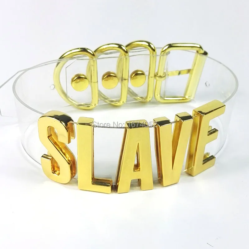 100% ручная работа чокер из прозрачного ПВХ высокая полоса Золотая буквенная