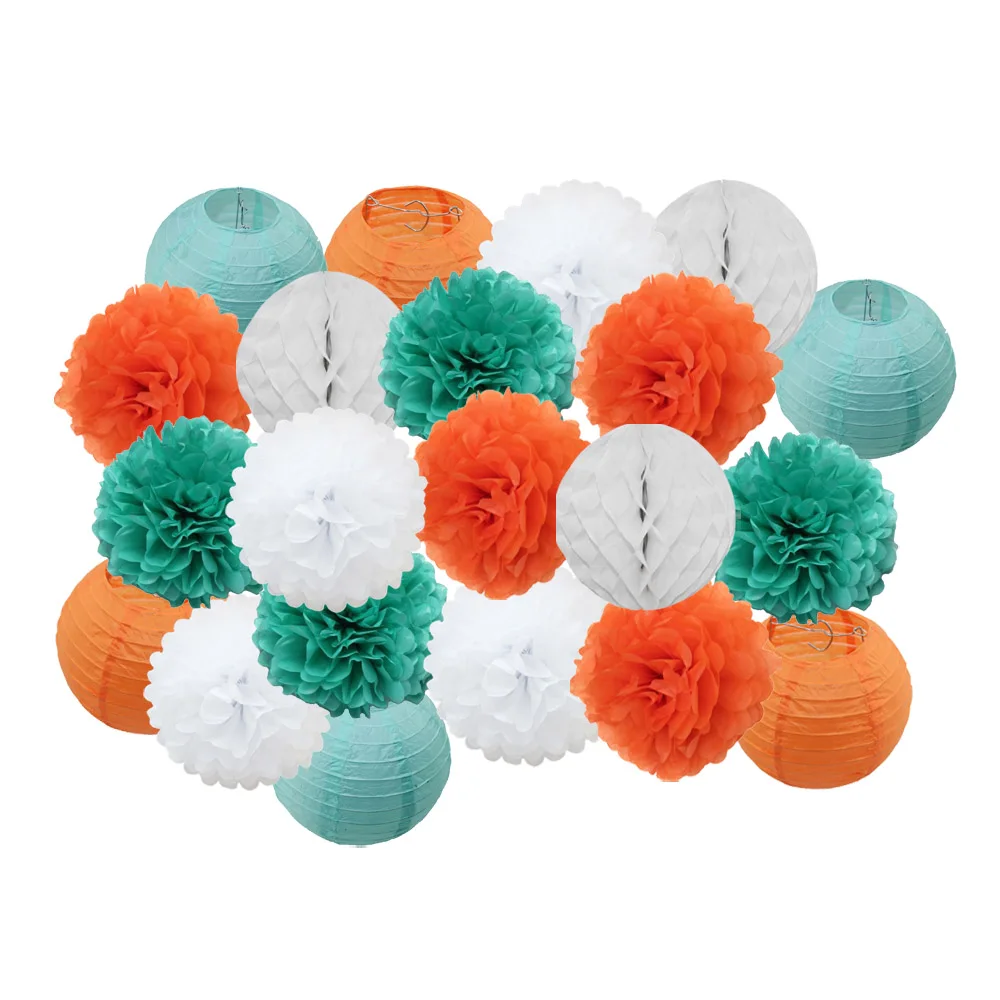 orange tiffany set Горячая распродажа 21 шт./компл. розовый набор круглых Бумага Фонари для маленьких девочек украшение для детей крещение вечерние декор висит Изделия из бумаги орнамент - Цвет: orange tiffany set