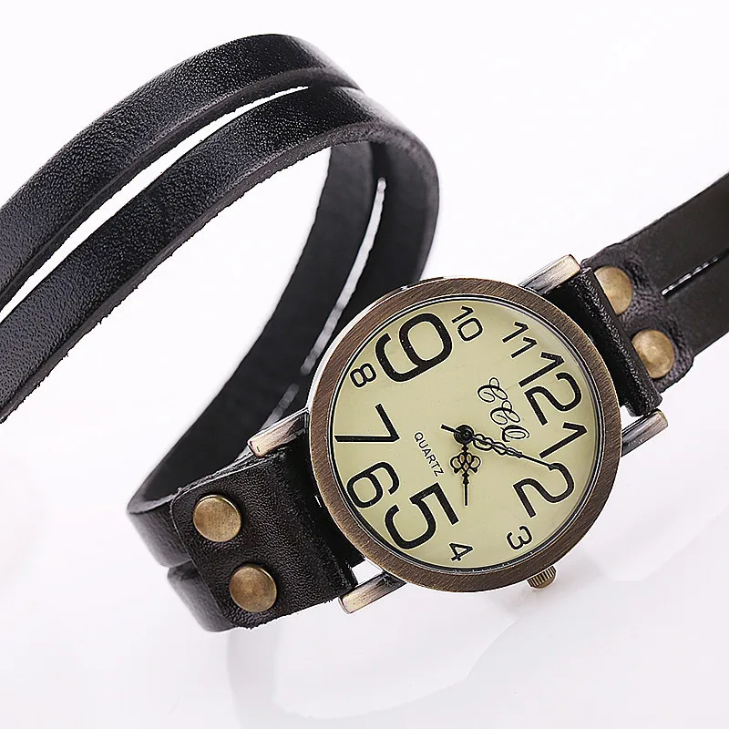

reloj para hombres Brand Vintage Cow Leather Bracelet Watch Men Women Wristwatch Quartz montre pour les hommes