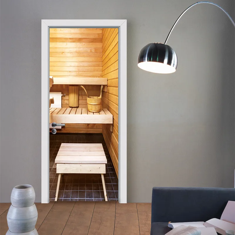 Наклейки на дверь ванной комнаты самоклеящиеся наклейки для пилинга и палки 3D