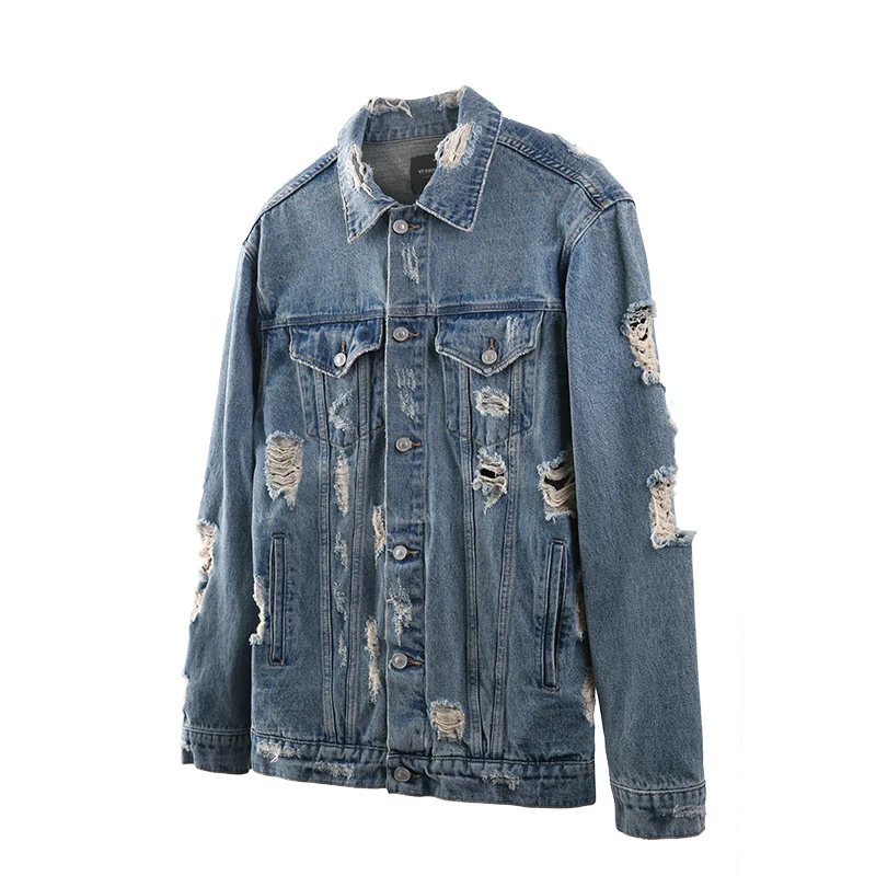 VIISHOW Hole мужские куртки Брендовые джинсовые Уличная Veste Homme 2018 с принтом Мужские