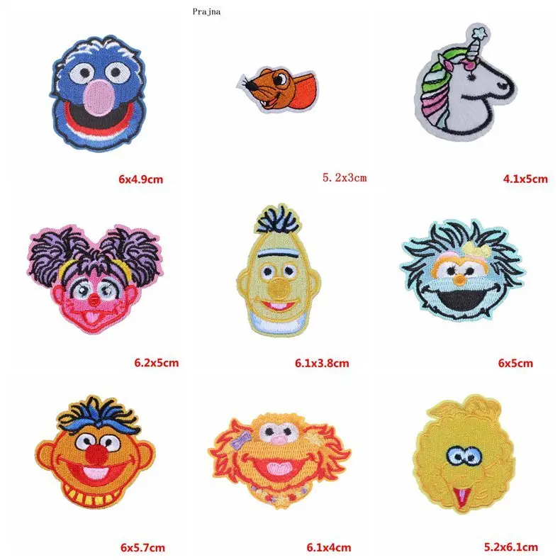 Prajna Sesame Street Elmo Patches Iron-On Embroidered Patch Cute Monkeys Accessories For Clothing DIY Stickers On Kids T-shirt