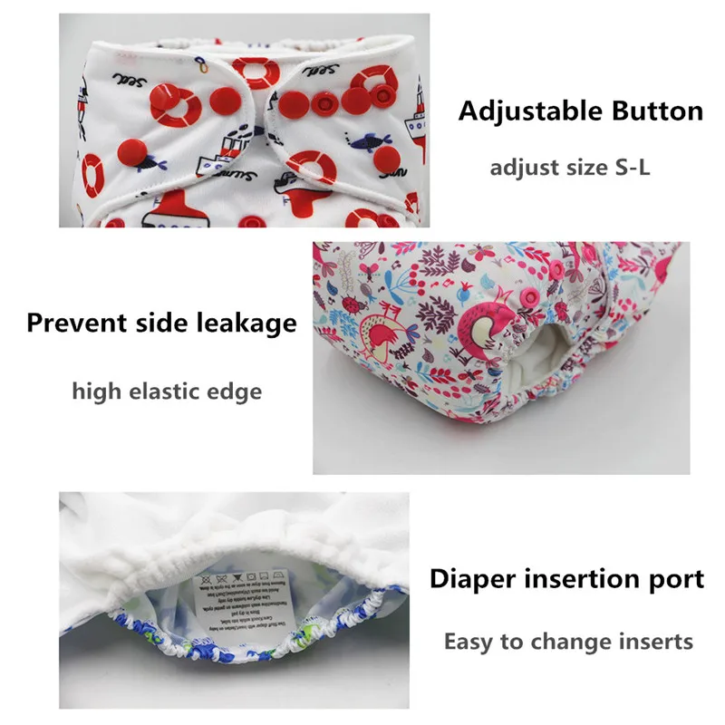 Baby Washable Reusable Cloth Diaper Waterproof Adjustable Cloth Nappy Baby Cloth Diaper Cover With 1pc Microfiber Insert