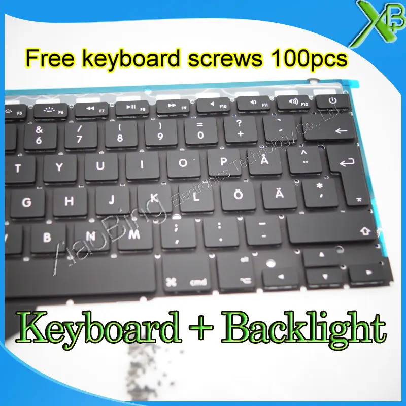 Совершенно новая шведская клавиатура для MacBook Pro Retina 13 3 дюйма A1502 SE с подсветкой и