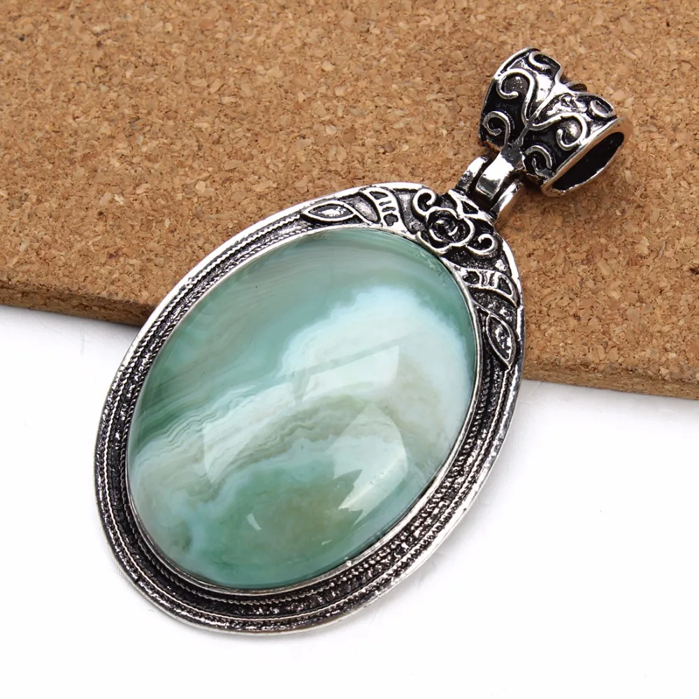 1pcs 38X67mm Tibetan Stone Pendants Cabochon Diy With Natural Opal Setting Base Bezel Cameo Tray for necklace | Украшения и