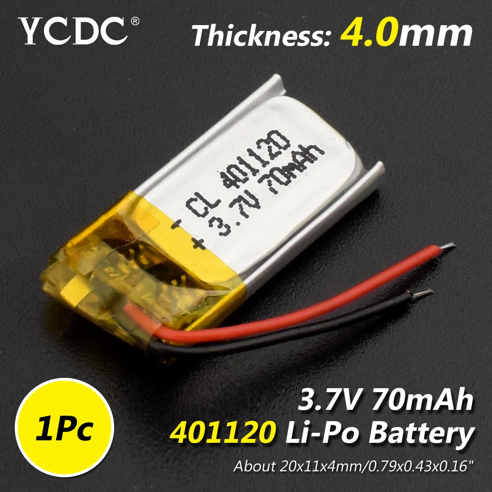 401120 70mAh 1pc Размер 401120 3,7 в 70 мАч литий-ионная Lipo ячейка литий-полимерная аккумуляторная батарея для мобильных bluetooth наушников gps POS - Цвет: 401120 70mAh 1pc