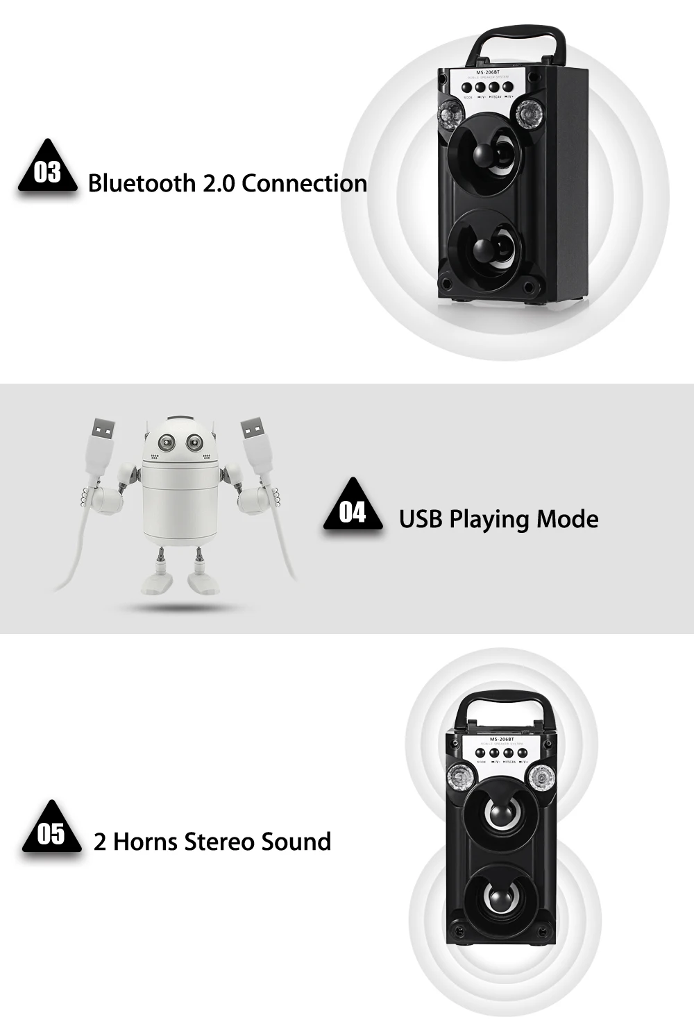 GBTIGER MS-206BT Bluetooth беспроводной динамик портативный мини беспроводной Bluetooth громкий динамик Поддержка FM радио TF карта светодиодный Shinning