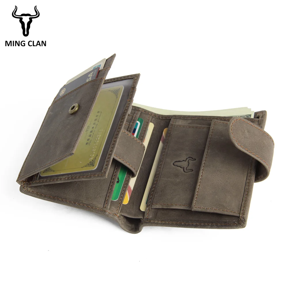 Короткие мужские кошельки Mingclan кошелек из натуральной кожи мужской клатч для
