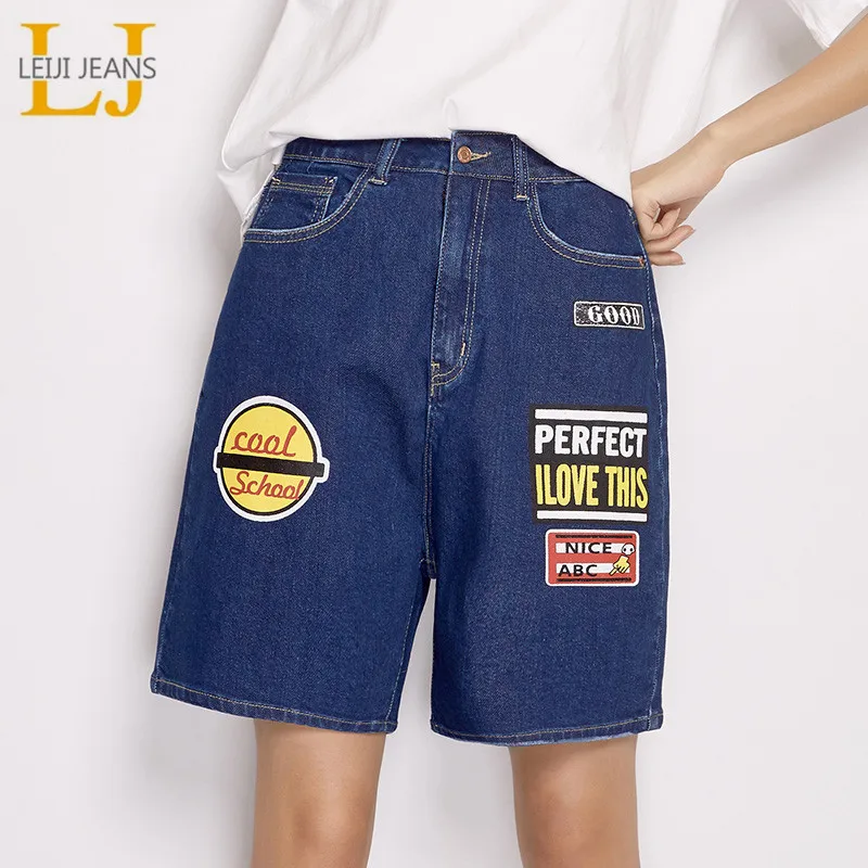 2018 LEIJIJEANS Новое поступление летние свободные джинсовые женские шорты размера