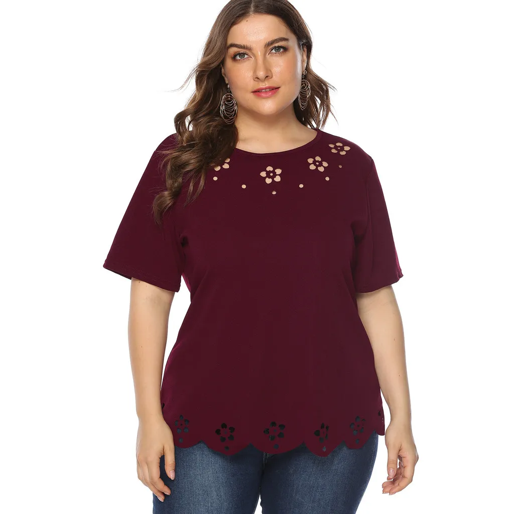 Большие размеры летняя модная блузка с цветочным узором повседневная женская