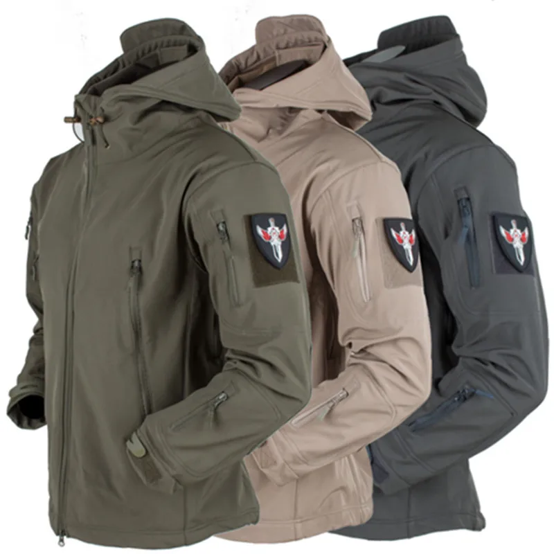 

Military Tactical Shark Skin Soft Shell Jacket Men Waterproof Hiking Jackets Pants Camping Camouflage Hooded Camo Army Clothing