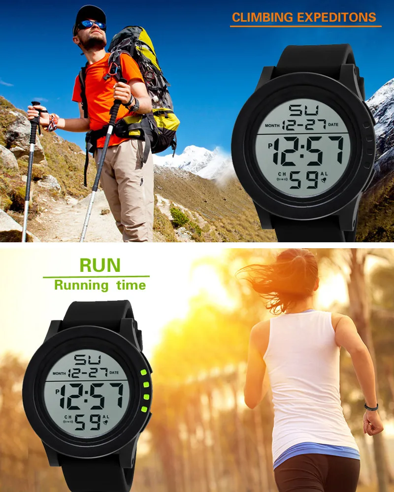 Модные Повседневные часы мужские наручные светодиодные водонепроницаемые