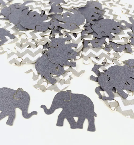 Серый шеврон слон конфетти | вырез дырокол высечки детский душ декор стола