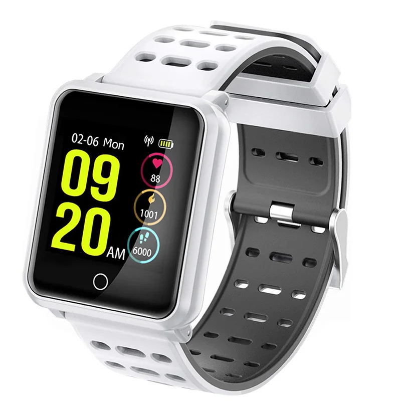 Черные и белые Смарт часы IP68 Водонепроницаемый фитнес трекер для мужчин женщин с