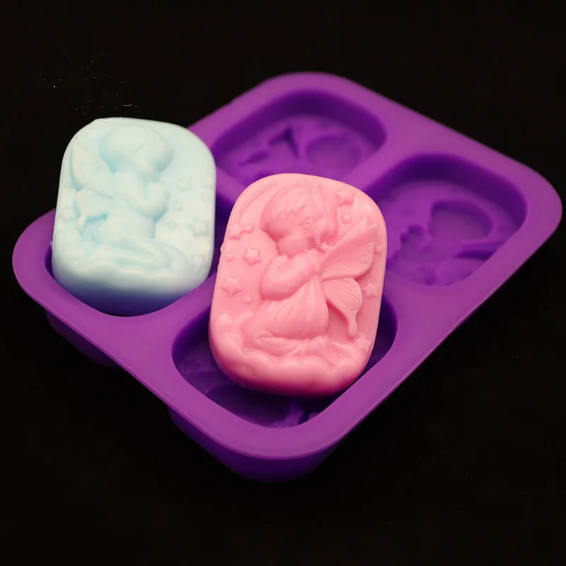 4 отверстия ангелы детские силиконовые формы девочка мальчик форма 3D смолы
