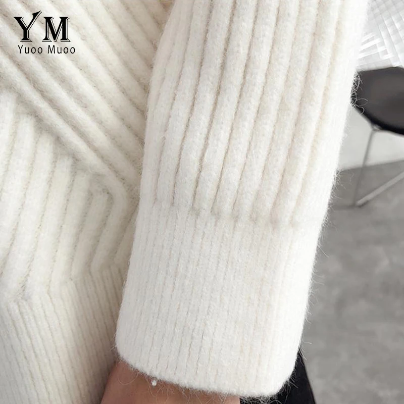 Свитер YuooMuoo женский утепленный с высоким воротом Модный пуловер в Корейском