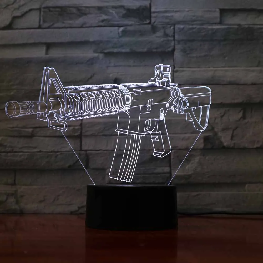 7 видов цветов Изменение акрилового пистолета модель 3D ночник LED настроение