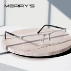 MERRYS Дизайнерские мужские очки из титанового сплава , оправа, Мужские квадратные ультралегкие очки для близорукости, очки по рецепту, мужские полуоптические очки S2031