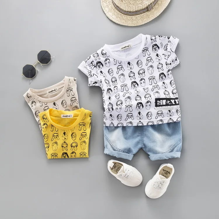 Boy Summer Clothes for Baby Cartoon Set New Cute Short Sleeve T Shirt Suit Children Clothing Boys Outfit Avatar Printing |