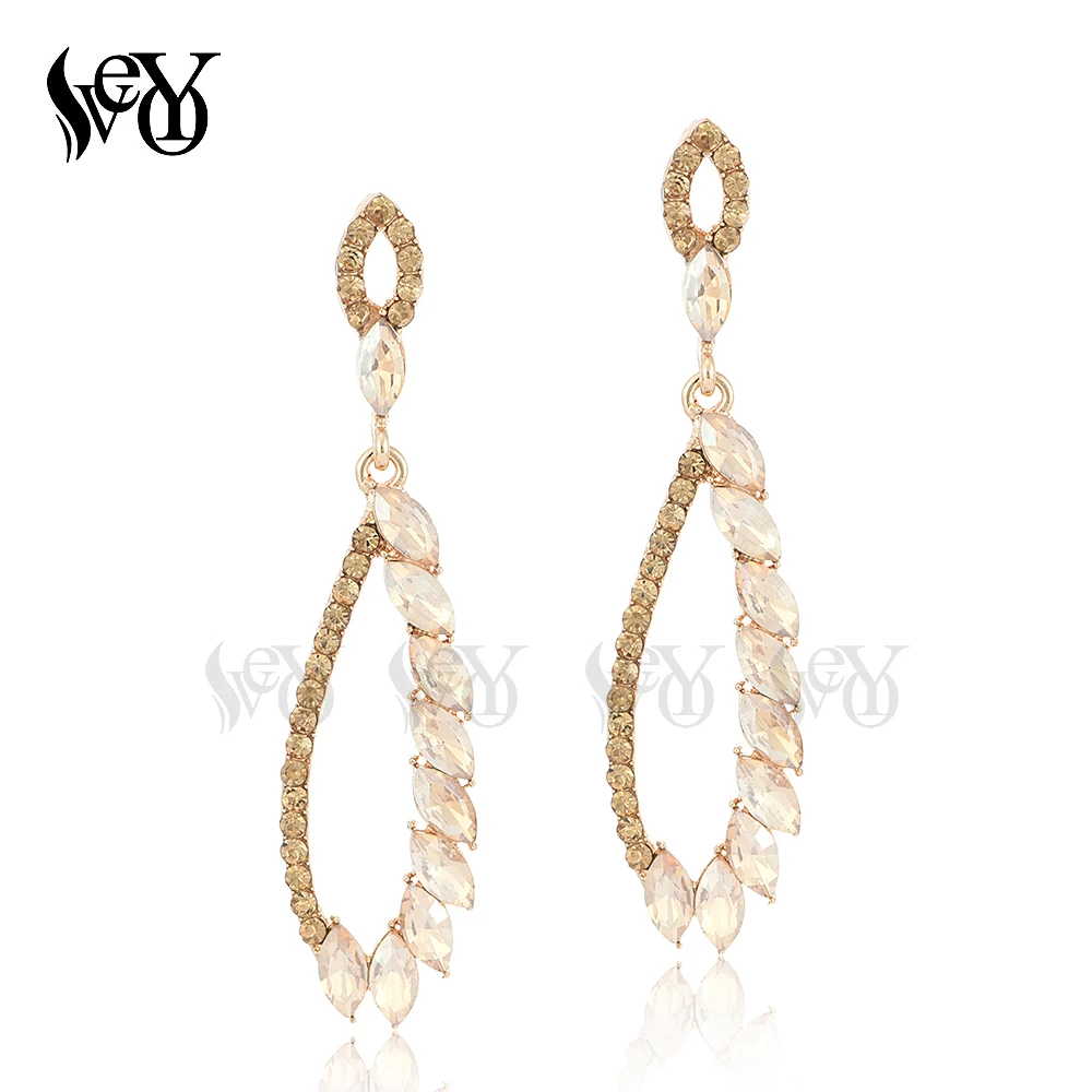 VEYO Trendy Crystal leaves Drop Earring for Women New Fashion Rhinestones Earrings Gift Statement Jewelry Wholesale | Украшения и