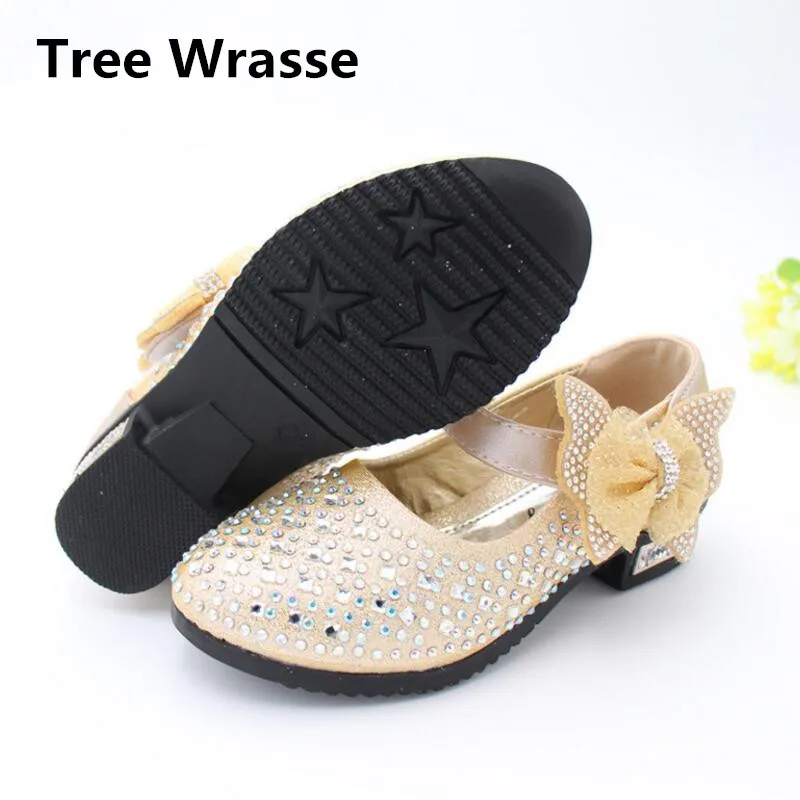 Повседневная обувь для маленьких принцесс детская кожаная на низком каблуке со