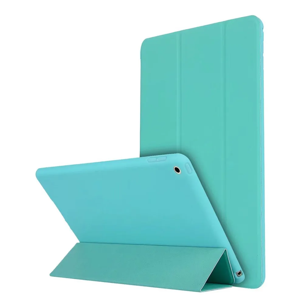 Lake Blue Чехол для нового iPad 9,7 дюймов модель выпуска A1822 A1823 A1893A1954 Мягкая силиконовая Нижняя крышка из искусственной кожи, умный чехол с функцией автоматического сна - Цвет: Lake Blue