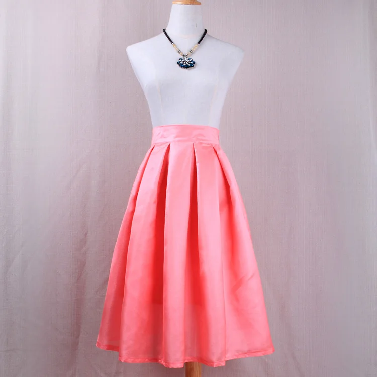 peach pink Neophil, зимние женские юбки, высокая талия, плиссированные, а-силуэт, одноцветные, Ретро стиль, черные, элегантные, черные, XXL, Jupe, плиссе, Femme S1704 - Цвет: peach pink